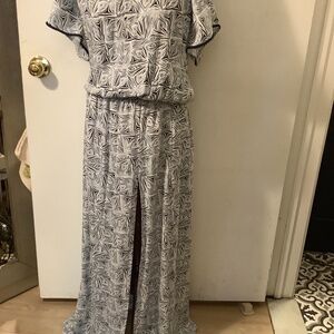 Skemo off the shoulder short sleeve maxi dress with crystal beaded bodice detail